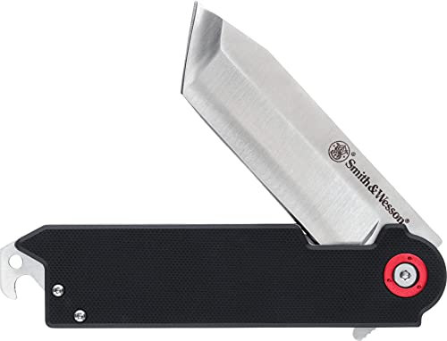 Smith & Wesson Accessories Big Benji mit 8Cr13MoV Edelstahl-Tanto-Klinge, G-10-Griffen, Flaschenöffner und Geldklammer