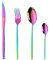 YDware Besteck Bunt Besteck set 4-teilige Edelstahl Gabeln Löffel Teelöffel Steakmesser für 1 Personen Cutlery Set für Haus Küche Restaurant