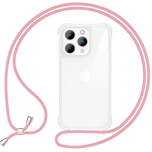 NALIA Handykette für iPhone 15 Pro - Hybrid-Case & Band - Hülle, Rosa