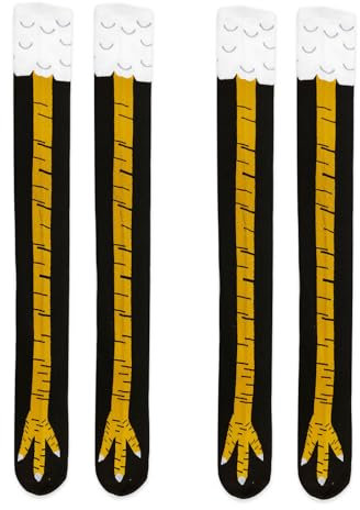 XNIVUIS 2 Paar Chicken Leg Socks Hühnerfüße Socken mit Hühnerbeinen Strümpfe Damen Ofenrohrsocken Iustige Overknee Cartoon Winter Warme Socken Einheitsgröße (Schwarz)