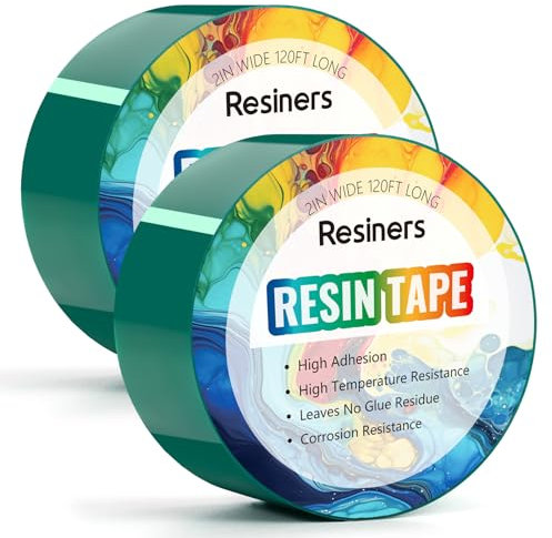 Resiners Harzband für Epoxidharz-Formgebung - 50mm x 72m - Hitzebeständiges Klebeband, Hohe Temperaturbeständigkeit, Leicht Abziehbar, Trennband für River Tables, Rückstandsfrei, Grün