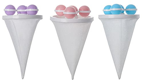 Waschmaschinen-Haarsammlung, Netz, 3 Stück, konisch, Waschmaschinen-Haarentfernungsfänger, Polyesterfaser, Waschmaschinen-Haarnetz für Zuhause, Blau, Lila, Rosa