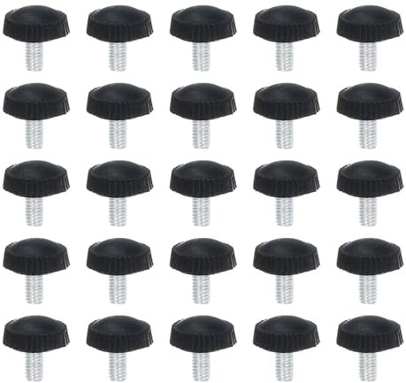 QUARKZMAN 40uds M4x8mm Roscados Moleteados Tornillos de Pulgar Galvanizados Carbono Acero Sujeción Perillas Agarre Plástico Redondo Cabeza Mariposa Tornillos Negro