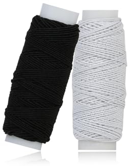 2PCS 30m Shirring Elastic for Sewing, Elastic Thread for Shirring, Black and White Elastic String for Sewing Crafts