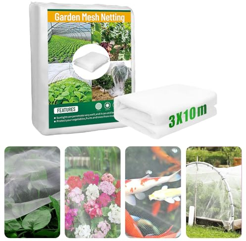 HuaMuDM 3x10m Insektenschutznetz,Gartennetz,Gemüsenetz,Pflanzenschutznetz,Gemüsenetz Garten,Schädlingsschutznetz,Gemüsenetz Fein,Pflanzenschutznetz Feinmaschig,Garten Gemüsegarten Obstgarten Schützen