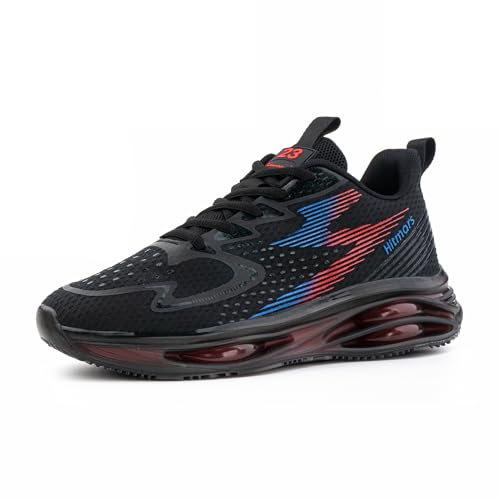 Hitmars Turnschuhe Herren Laufschuhe Air Luftpolster Sportschuhe Leicht Sneaker Atmungsaktiv Joggingschuhe Walkingschuhe Running Sport Straßenlaufschuhe Outdoor Schwarz-Rot EU 42