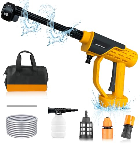 Akku Hochdruckreiniger, 60 Bar hochdruck wasserpistole Kompatibel mit Makita 18V Akkus, 6-in-1-Multifunktionsdüse, 5M Schlauch, Filterkessel, Passend für Autos, Terrasse, Fenster, ohne Batterie