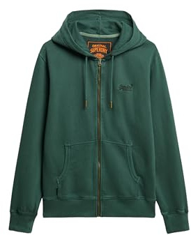Superdry Herren Verwaschene Essential Kapuzenjacke mit Logo Waldgrün S
