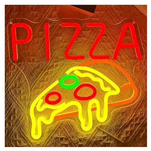 SHOUXI LED néon signe Panneau Néon Pizza, Décoration Murale, Lumière LED Pour Pizzeria, Alimenté Par USB, Pour Cuisine, Magasin, Restaurant, Bar, Décoration De Fête,28.4cmX28.8cm
