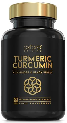Advanced Turmeric and Black Pepper Capsules 4030mg Made in the UK | ONE per Day Turmeric Supplement with Ginger & Black Pepper | 180 High Strength Tumeric Curcumin Capsules for Joints | 6 Month Supply