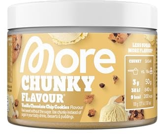 MORE Chunky Flavour, Vanilla Chocolate Chip Cookie, 150 g | Geschmackspulver zum Süßen, ohne viel Zucker und Kalorien, mit Inulin und Laktase