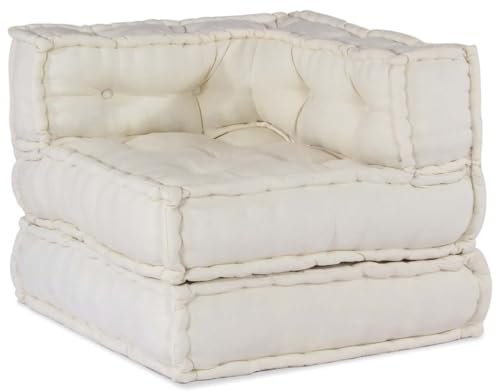 vidaXL Pouf Modular Creme 70x70x54 cm Stoff, Sofa, Sitzpouf, Schlafsofa, modulares Sofa, Sitzpuff, Palettenkissen, Stoffsofa, Bodensofa, Couch