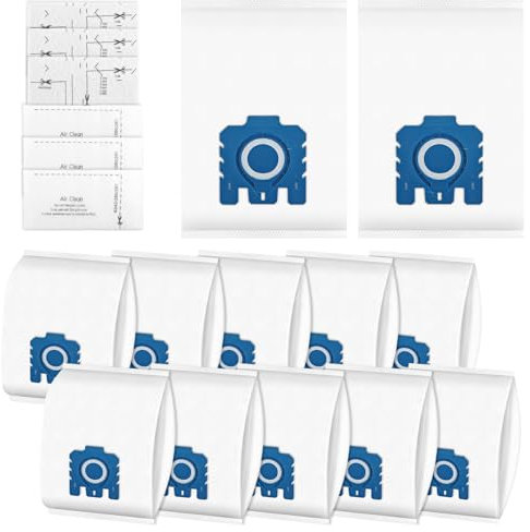 12 Bolsas de Aspiradora 3D Eficiencia, Compatible con Miele GN Classic C1 Complete C2 C3, S227, S240, S270, S400, S5000, S8000 Series con 3 Filtros de Protección del Motor + 3 Filtros de Escape