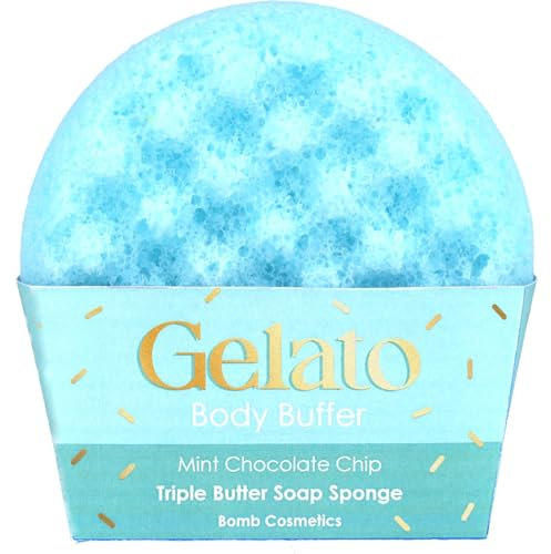 Bomb Cosmetics Mint Choc Chip Gelato Body Buffer Triple Butter Soap Sponge