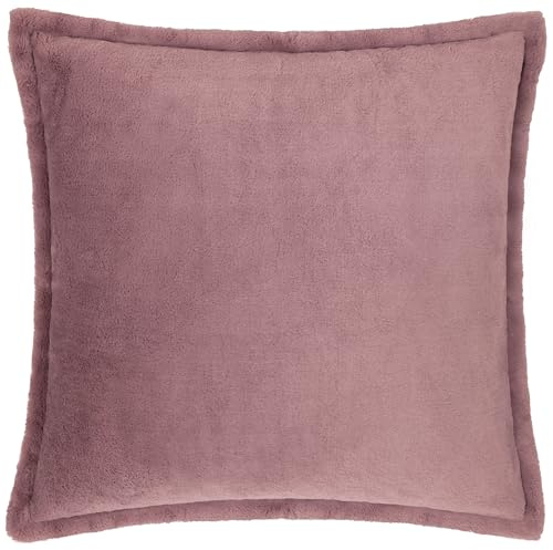 furn. Kallu Faux Fur Cushion Cover – Soft Fluffy Decorative Cushion with Oxford Edge (Mulberry - 55x55cm)
