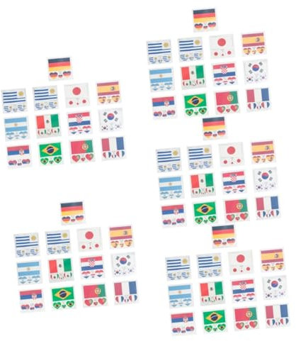 ibasenice 65 Sets World Flag Face Stickers Self Adhesive Cheering Stickers for Football Cup Events Creative Sports Theme for Fans and Celebrations