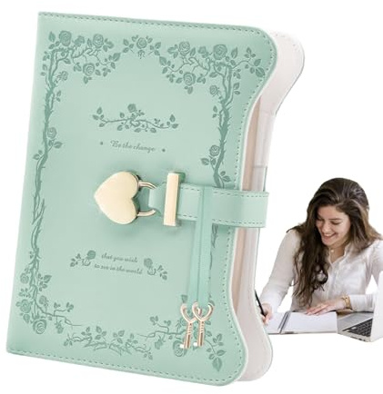 Diario con blocco - Agenda diario | Notebook ricaricabile | B6 Compact 360 Page Design con sicurezza chiave di blocco, simpatico organizer personale per donne scolastiche di ragazze Escri