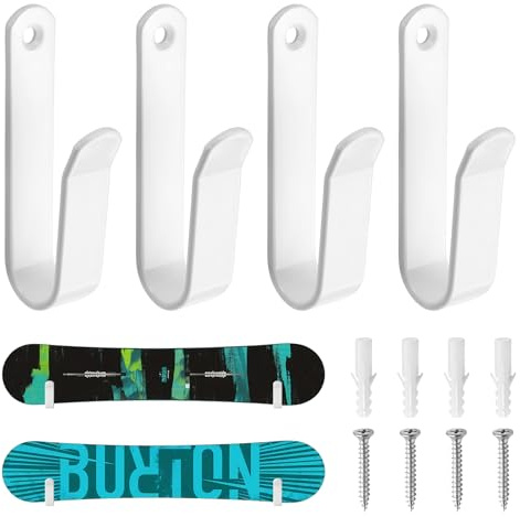KWJEIULSOQ 4 Stück Skateboard Wandhalterung – Snowboard Wandhalterung Weiß
