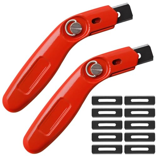 Aluminum Handle Carpet Cutters, 2 Pcs Utility Knives With Blades, Heavy Duty Flooring Cutters For Linoleum, 10 Carbon Steel Blades Included, Cuts Paper & Box