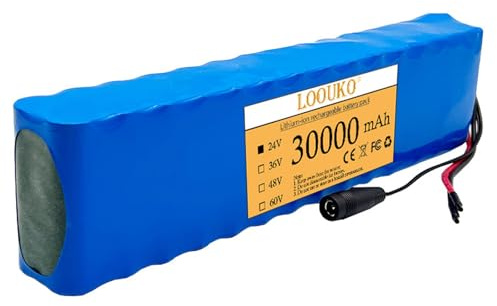 AYKLFNW Batterie De Vélo Électrique 24V 30Ah, Lithium ION pour Vélo Électrique, Batterie 7S4P avec BMS Intégré, Grande capacité Batterie Trottinette Électrique 24V 30Ah,XT60+SM