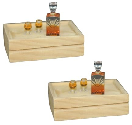 Juego de 2 exquisitos mini modelos de barra de botella de vino de whisky, accesorios en miniatura de casa de muñecas a escala 1:12, mini decoración de vino de whisky Verisimilitude conveniente y