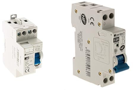 Zenitech - Interrupteur Différentiel 40 A Type AC NF + Disjoncteur PH/N 20A NF - Protection des Personnes et des Circuits Électriques - Montage Rail Din - Blanc