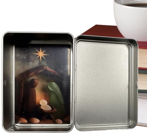 Weihnachtskrippe, rustikale Metallbox | Vogelfutterstation aus Meerglas, handgefertigt, 0,28 Pfund, religiöses Weihnachts-Set, Miniatur verbessert den Urlaub für den Computer