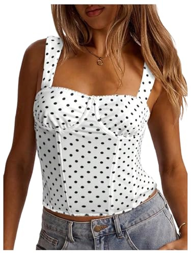 GORGLITTER Women's Polka Dots Bustier Corset Tops Sleeveless Vintage Crop Corsets Going Out Tank Top
