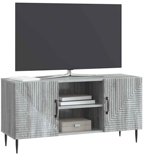 vidaXL TV-Schränk Graues Sonoma 102 x 34,5 x 50 cm Holzwerkstoff, Vintage Rechteckiges Medienregal, Praktischer TV-Schrank, Viel Platz, Möbel zum Organisieren