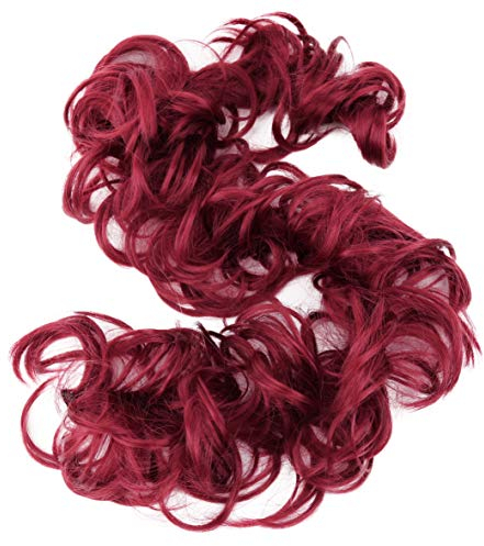 CAISHA XXL Haarteil Haargummi Hochsteckfrisuren Voluminös Gelockt Unordentlich Dutt Intensivrot HW29