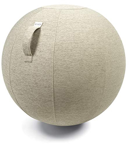 VLUV® BOL STOV Sitzball Büro Ergonomisch [Atmungsaktiv mit Tragegriff und Wegrollschutz] Waschbarer Stoffbezug | Schwangerschaftsball| Gymnastikball Schwangerschaft Sitzball
