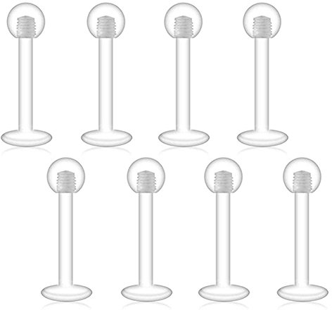 JFORYOU Bioflex Klar Lippenpiercing Labret Stecker Lippenring Tragus Helix Ohrring Piercing Ohrring 1.2mm 10mm