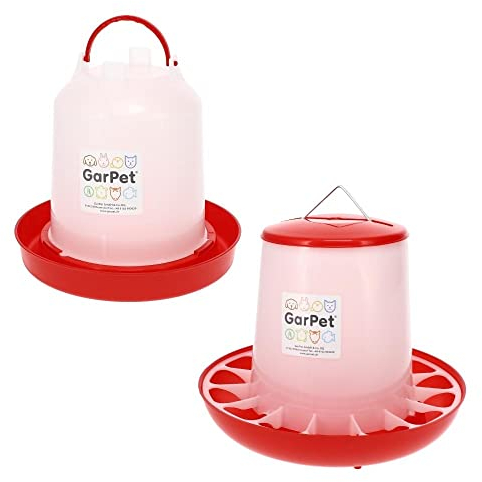 Futterautomat Hühner + Hühnertränke im Set Futterspender Futtertrog Küken Hühner Zubehör Kükentränke Geflügeltränke Wassertränke Wasserspender Gr. 4