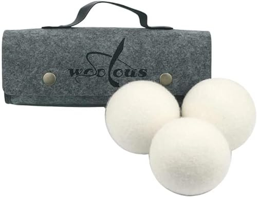 Woolous 3er Pack Trocknerbälle - Waschbälle als natürlicher Weichspüler aus 100% Neuseeländischer Premium-Schafwolle für den Wäschetrockner