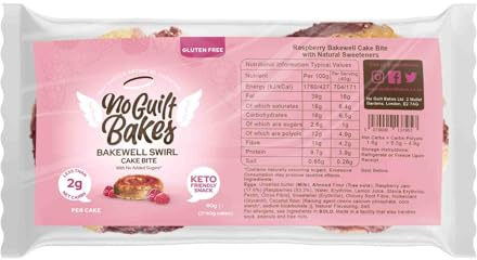 No Guilt Bakes Keto Cake Bites (Raspberry Swirl, 6 Packets) - Dive into Gluten-Free Bliss | Zero Sugar Added | Perfect Diabetic Dessert | Essential Keto Diet Snack