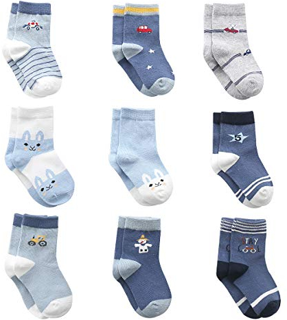 Cotton Coming Cotone Bambino Neonato Calzini ,9 Paia Carino Bambino Calzamaglie Neonati, Calzini per bambino(0-6mesi,EU13-15)
