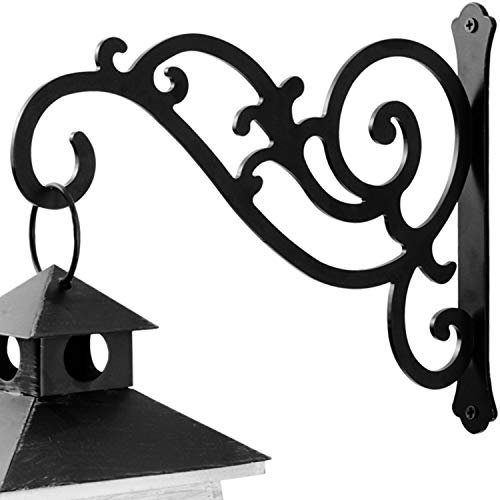 HongKim 1 Stück 27,9 cm Eisen-Pflanzen-Wandaufhängung Dekorative Outdoor Metall Hängende Pflanze Halterung Haken für Korb Pflanzgefäß Vogelfutterhaus Windspiel Laterne Schwarz