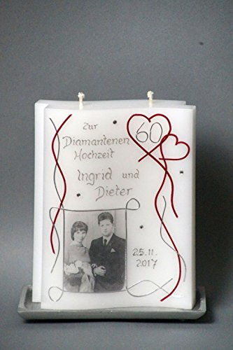 Kerze zur diamantenen Hochzeit Hochzeitskerze inkl. Namen, Datum und Foto, J-30