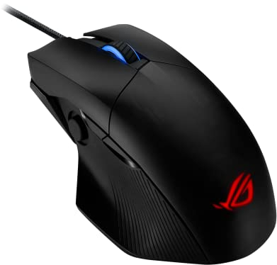 ROG Chakram Core gaming mouse featuring programmable joystick, advanced 16000 dpi sensor, push-fit switch sockets design, adjustable weight, stealth, instant screenshot and Aura Sync lighting