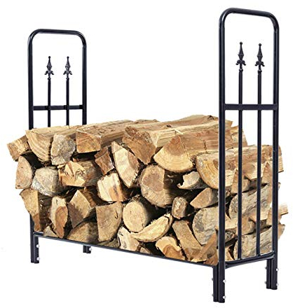 Yyqx Kaminholz Aufbewahrung Regal Große breite Brennholz-Rack-Kamin-Werkzeug-Rack Indoor Outdoor-Kamin-Hochleistungs-Stahl-Schwarz-Holz-Speicher-Stapel Feuerholzregal