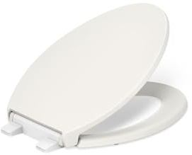 KOHLER K24495-A-96 BorderTM ReadyLatchTM Quiet-CloseTM Elongated Toilet Seat, Soft Close Toilet Seat, New Home Essentials, Biscuit