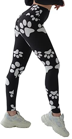 Luxleg High Waist Womens Leggings - Active Workout Leggings - Tummy Control Soft Ankle Length Leggings for Women(L-XL, Dog Paw)