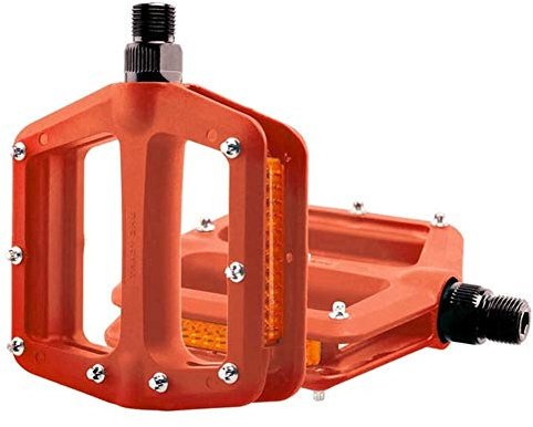 YGLONG Fahrrad Pedalle Berg Pedal for Fahrrad MTB Pedale Fahrrad Flach Pedale Nylon Fiber Anti-Rutsch-Fuß Radsports Pedal MTB Zubehör Bike Pedale (Color : Orange)