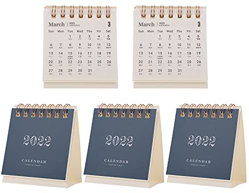 5Pcs 2021-2022 Schreibtisch Kalender 19 Monate von Juni 2021- Dezember 2022 Schreibtisch Kalender Stehend Flip Kalender Zauberstab Kalender ()