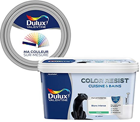 Ma Couleur Sur-Mesure par Dulux Valentine – Peinture Intérieure Murs, Plafonds, Boiseries - Palette Sens, Cuisine & Bain Satin, Blanc Intense , 2 L