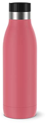 Tefal Gourde 0,5 L, Réutilisable, Acier inoxydable, Hermétique, Revêtement coloré texture poudrée, Ergonomique, Boissons chaudes 12h et froides 24h, Compatible lave-vaisselle, Bludrop corail N3110410