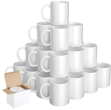 FR Enterprises 36 Pack Sublimation Mugs With Boxes - 11 oz Large White Mugs With Handle - Used as Personalized, Coffee and Tea Mugs - Ideal for Bulk Buy