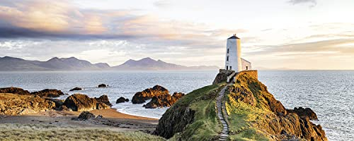 STYLER Leinwandbild Lighthouse 60 x 150 cm I Leuchtturm Natur Meer Felsen Bucht Küste Bild Wohnzimmer Schlafzimmer Esszimmer XXL groß Leinwand Wanddeko Poster Kunstdruck Verschiedene Motive & Größen