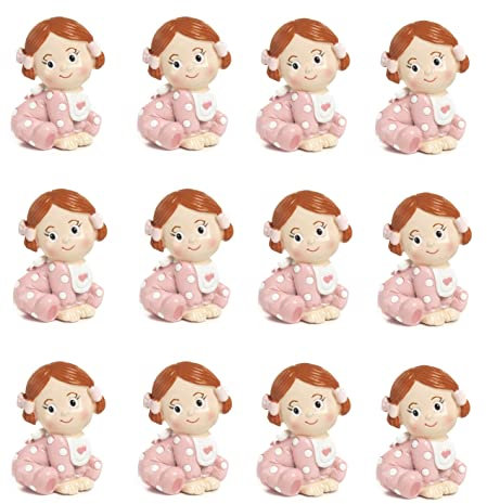 12 Pezzi Bomboniera Battesimo Nascita Calamita Bimba Seduta 5,2cm in Resina