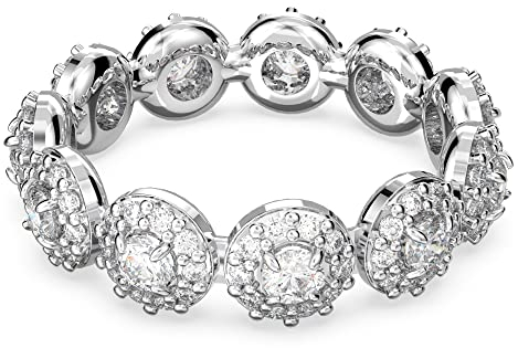 Swarovski Una Ring, Weißer und Rhodinierter Damenring mit Strahlenden Swarovski Kristallen